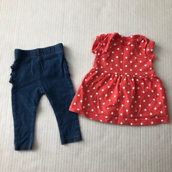 Other - Newborn Girl Polka Dot Dress and Ruffle Butt Pants